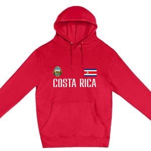 Costa Rica Flag Football Soccer Fan Premium Pullover Hoodie