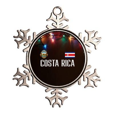 Costa Rica Flag Football Soccer Fan Metallic Star Ornament