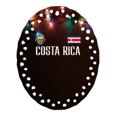 Costa Rica Flag Football Soccer Fan Ceramic Oval Ornament