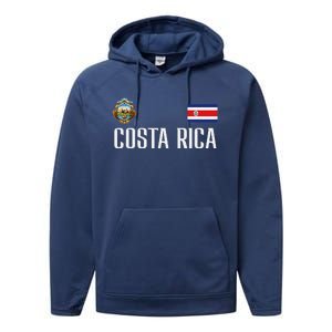 Costa Rica Flag Football Soccer Fan Performance Fleece Hoodie