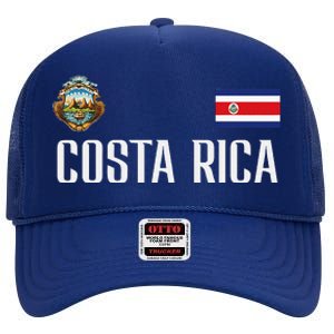 Costa Rica Flag Football Soccer Fan High Crown Mesh Back Trucker Hat