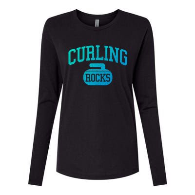 Curling Rocks Funny Winter Sports Gift Womens Cotton Relaxed Long Sleeve T-Shirt