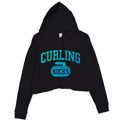 Curling Rocks Funny Winter Sports Gift Crop Fleece Hoodie