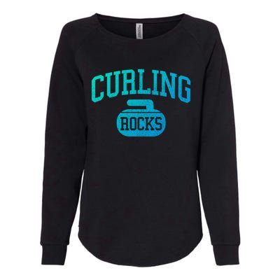 Curling Rocks Funny Winter Sports Gift Womens California Wash Sweatshirt