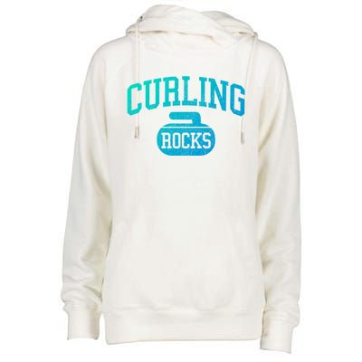 Curling Rocks Funny Winter Sports Gift Womens Funnel Neck Pullover Hood