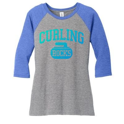 Curling Rocks Funny Winter Sports Gift Women's Tri-Blend 3/4-Sleeve Raglan Shirt