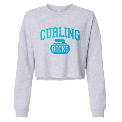 Curling Rocks Funny Winter Sports Gift Cropped Pullover Crew