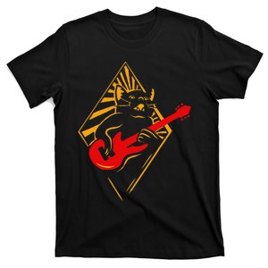 Cat Rocker Funny Kitty Plays Guitar Rockstar Cats Guitarist T-Shirt