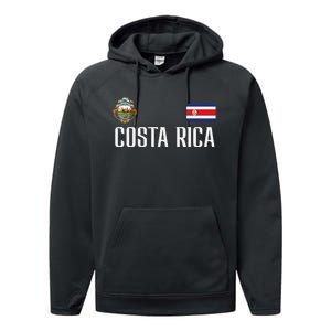 Costa Rica Flag Football Soccer Fan Women Performance Fleece Hoodie