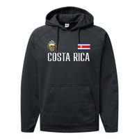 Costa Rica Flag Football Soccer Fan Women Performance Fleece Hoodie