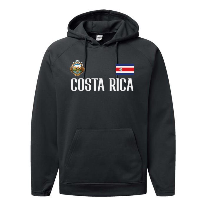 Costa Rica Flag Football Soccer Fan Women Performance Fleece Hoodie