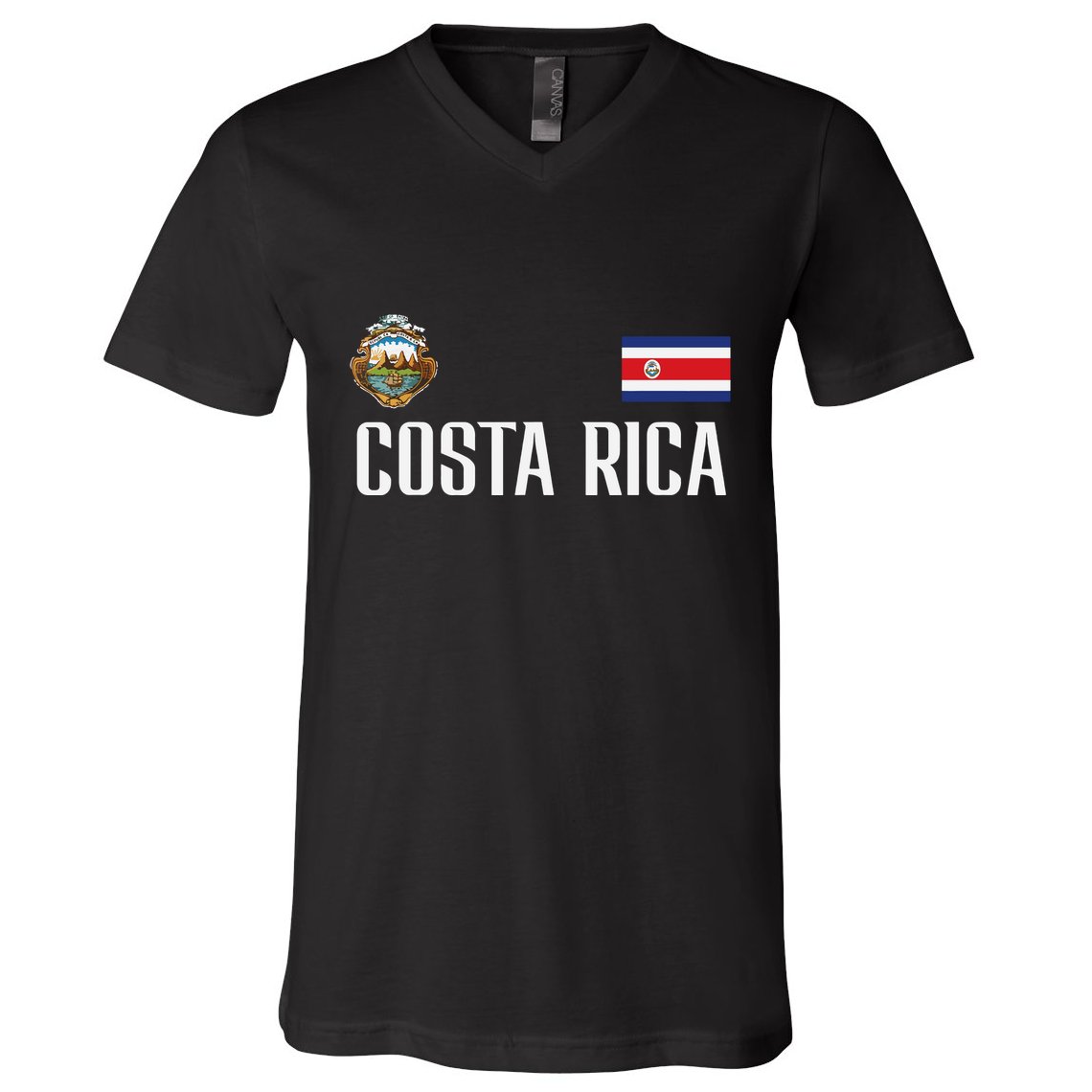 Costa Rica Flag Football Soccer Fan Women V-Neck T-Shirt