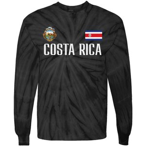 Costa Rica Flag Football Soccer Fan Women Tie-Dye Long Sleeve Shirt