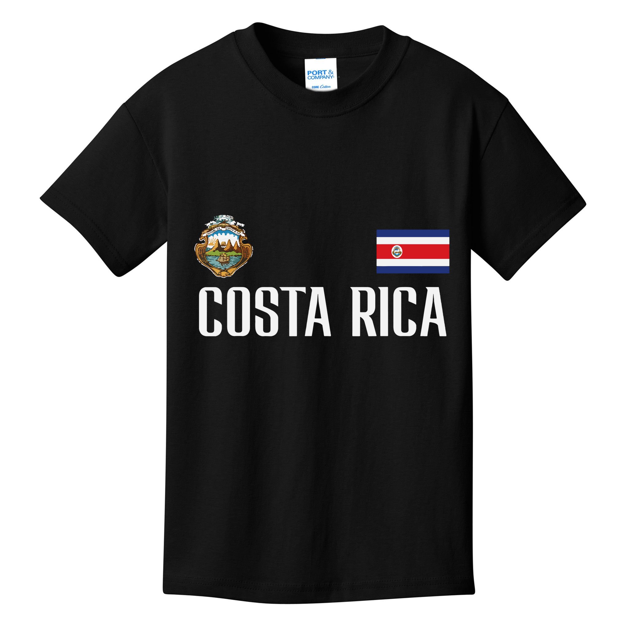 Costa Rica Flag Football Soccer Fan Women Kids T-Shirt