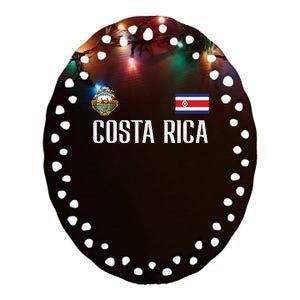 Costa Rica Flag Football Soccer Fan Women Ceramic Oval Ornament