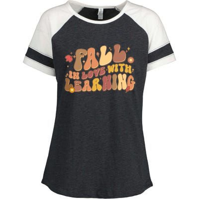 Cute Retro Fall In Love With Learning Enza Ladies Jersey Colorblock Tee