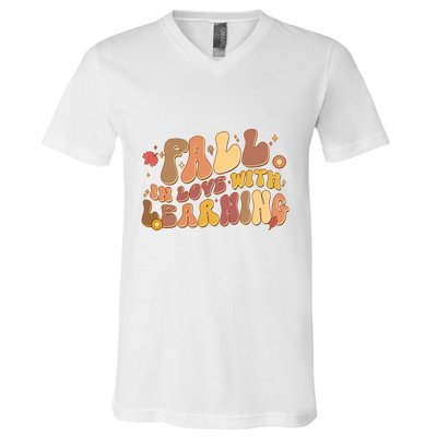 Cute Retro Fall In Love With Learning V-Neck T-Shirt