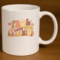 Cute Retro Fall In Love With Learning 11oz C Handle Ceramic Mug
