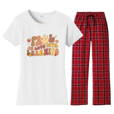 Cute Retro Fall In Love With Learning Women's Flannel Pajama Set