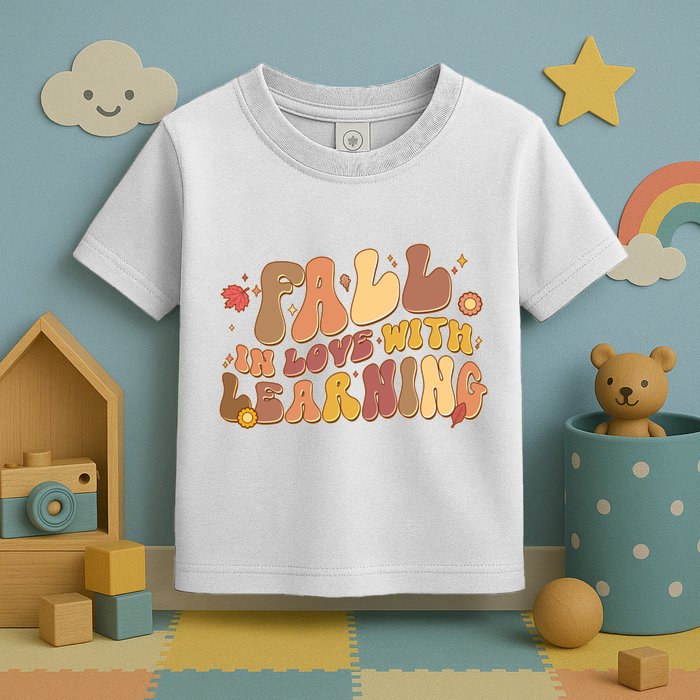 Cute Retro Fall In Love With Learning Toddler T-Shirt