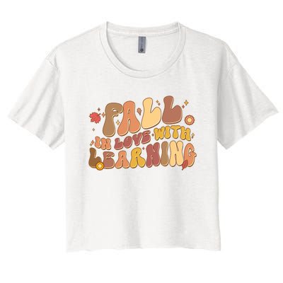 Cute Retro Fall In Love With Learning Women's Crop Top Tee