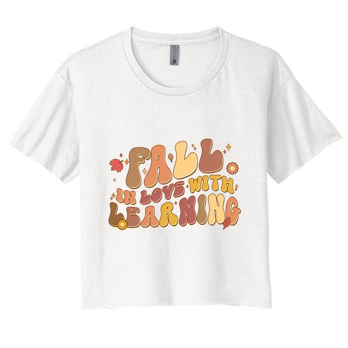 Cute Retro Fall In Love With Learning Crop Top