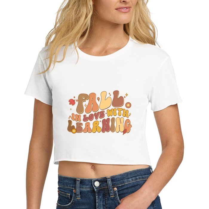 Cute Retro Fall In Love With Learning Crop Top