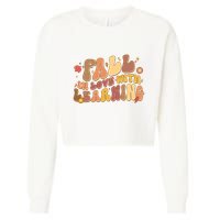 Cute Retro Fall In Love With Learning Cropped Pullover Crew
