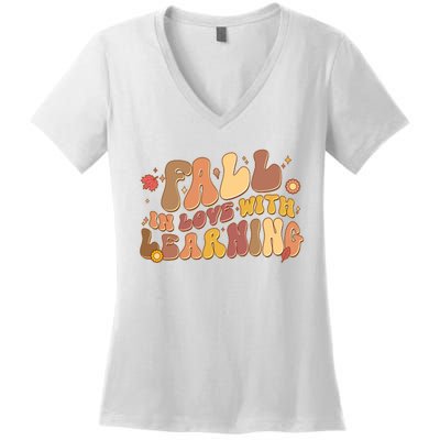 Cute Retro Fall In Love With Learning Women's V-Neck T-Shirt