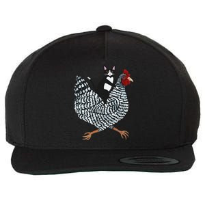 Cat Riding Funny Chicken Tuxedo Cat On A Chicken Lover Wool Snapback Cap