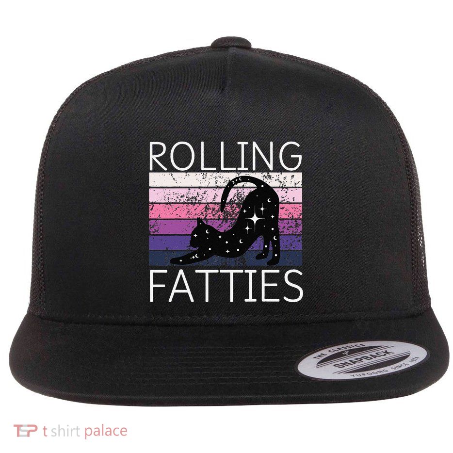 Cat Rolling Fatties Women Funny Cat Lover Cute Kitten Owner Flat Bill Trucker Hat