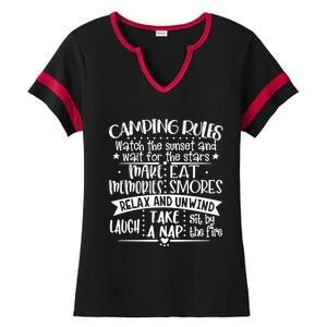 Camping Rules Funny Outdoor Camp Graphic Best Camping Great Gift Ladies Halftime Notch Neck Tee