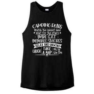 Camping Rules Funny Outdoor Camp Graphic Best Camping Great Gift Ladies PosiCharge Tri-Blend Wicking Tank