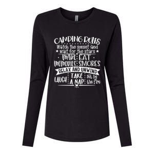 Camping Rules Funny Outdoor Camp Graphic Best Camping Great Gift Womens Cotton Relaxed Long Sleeve T-Shirt