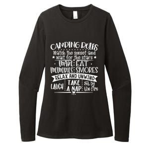 Camping Rules Funny Outdoor Camp Graphic Best Camping Great Gift Womens CVC Long Sleeve Shirt