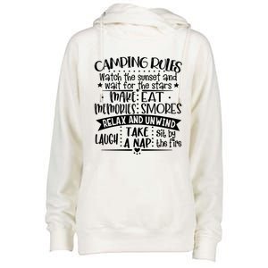 Camping Rules Funny Outdoor Camp Graphic Best Camping Great Gift Womens Funnel Neck Pullover Hood