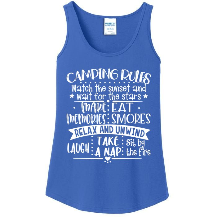 Camping Rules Funny Outdoor Camp Graphic Best Camping Great Gift Ladies Essential Tank