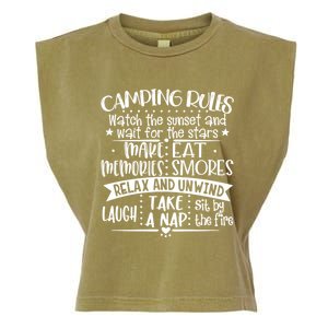 Camping Rules Funny Outdoor Camp Graphic Best Camping Great Gift Garment-Dyed Women's Muscle Tee