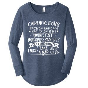 Camping Rules Funny Outdoor Camp Graphic Best Camping Great Gift Women's Perfect Tri Tunic Long Sleeve Shirt