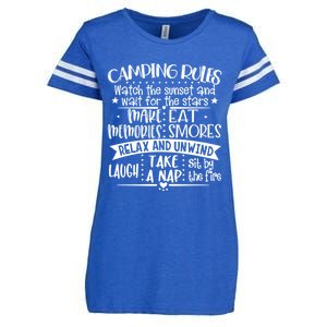 Camping Rules Funny Outdoor Camp Graphic Best Camping Great Gift Enza Ladies Jersey Football T-Shirt