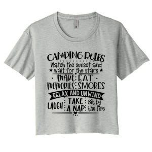 Camping Rules Funny Outdoor Camp Graphic Best Camping Great Gift Women's Crop Top Tee