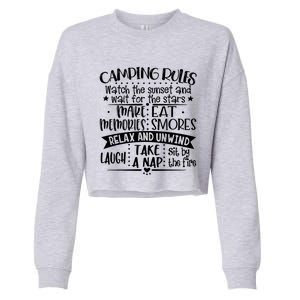 Camping Rules Funny Outdoor Camp Graphic Best Camping Great Gift Cropped Pullover Crew