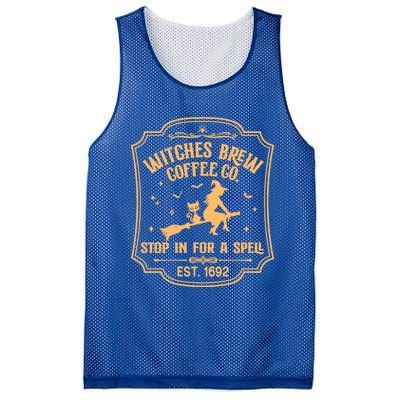 Cute Retro Funny Fall Halloween Witch Coffee Brew Witches Gift Mesh Reversible Basketball Jersey Tank