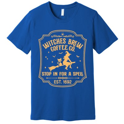 Cute Retro Funny Fall Halloween Witch Coffee Brew Witches Gift Premium T-Shirt