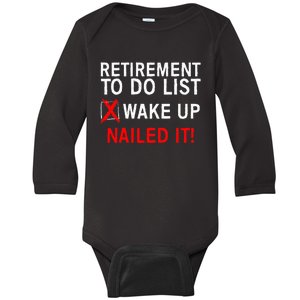 Cool Retirement For Women Retired To Do List Retiree Baby Long Sleeve Bodysuit