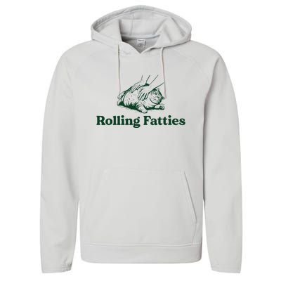 Cat Rolling Fatties Funny Performance Fleece Hoodie