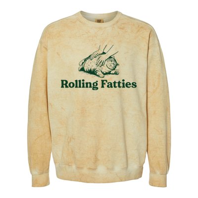 Cat Rolling Fatties Funny Colorblast Crewneck Sweatshirt