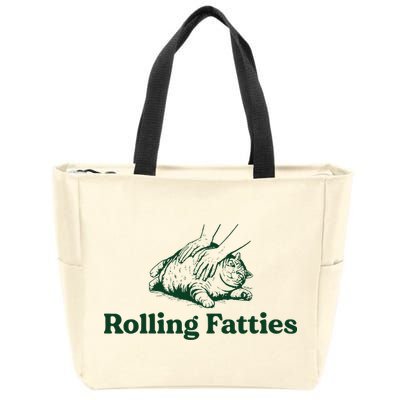 Cat Rolling Fatties Funny Zip Tote Bag