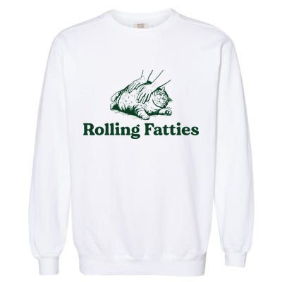 Cat Rolling Fatties Funny Garment-Dyed Sweatshirt