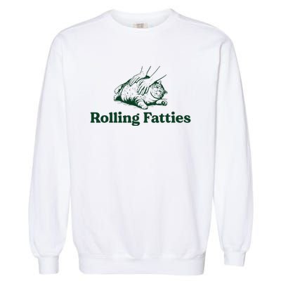 Cat Rolling Fatties Funny Garment-Dyed Sweatshirt